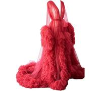Donna Tulle Robe Kimono Accappatoio maternità Prospettiva Rob, Red, 3XL