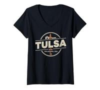 Donna Tulsa, Oklahoma, Stati Uniti, City Travel, Progettazione Urbana Maglietta con Collo a V