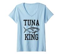 Donna Tuna King Yellowfin Rosso Pesca Tonno Maglietta con Collo a V