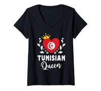 Donna Tunisian Queen Tunisia Flag Proud Tunisian Woman Maglietta con Collo a V