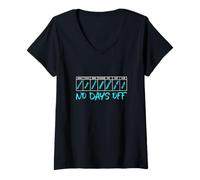 Donna Turchese Color Schedule No Days off Grafica Turchese Maglietta con Collo a V