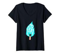 Donna Turchese Don't Slip Stay Lit Turchese gra Maglietta con Collo a V