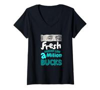 Donna Turchese Fresh Like A Million Bucks Grafica turchese Maglietta con Collo a V