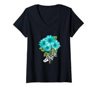 Donna Turchese Girasoli My Last, My all Turquoise Graphic Maglietta con Collo a V