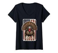 Donna Turchia Bandiera Americana Rancore Distressed Vintage Cacciatore Caccia Maglietta con Collo a V