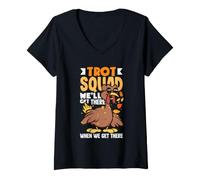 Donna Turkey Trot Squad - Costume da Corsa Divertente per Il Ringraziamento Maglietta con Collo a V