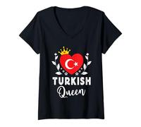 Donna Turkish Queen Turkey Flag Proud Turkish Woman Maglietta con Collo a V