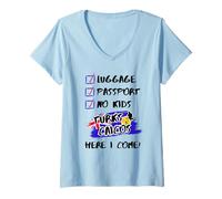 Donna Turks & Caicos Vacation Outfit Coppie No Kids Coppia Viaggio Maglietta con Collo a V