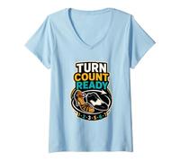 Donna Turn Count Ready Danza Giri Ritmo Maglietta con Collo a V