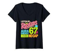 Donna Turning 10 Ascolta Rizzlers Sigma 67 Aura 10° Compleanno Maglietta con Collo a V