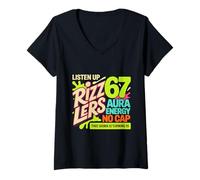 Donna Turning 15 Ascolta Rizzlers Sigma 67 Aura 15° Compleanno Maglietta con Collo a V