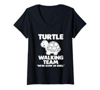 Donna Turtle Walking Team - Divertente proverbio sarcastico novità camminata Maglietta con Collo a V