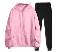 Donna Tuta Sportiva Set Elastico Jogging Tute Da Ginnastica Larghi Sportiva Comode Felpa Con Cappuccio E Pantaloni Yoga Fitness Completi Due Pezzi Con Tasche Invernale Ginnastica Completi Tute