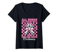Donna Tutte le donne sono create uguali Car Mechanic Girl Mom Wrench Maglietta con Collo a V