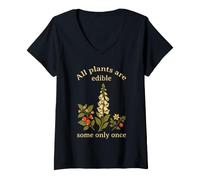Donna Tutte Le Piante Sono commestibili Divertente Design da Giardinaggio Maglietta con Collo a V