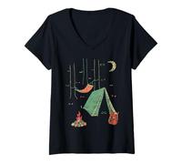 Donna Tutti gli occhi su di te Camping is In Tende, Camping Spooky Maglietta con Collo a V