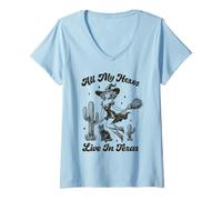 Donna Tutti i Miei esagoni vivono in Texas Halloween Witch Maglietta con Collo a V