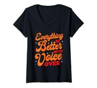 Donna Tutto Meglio con Voice Over Design Maglietta con Collo a V