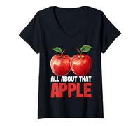 Donna Tutto su Quella Mela Maglietta con Collo a V