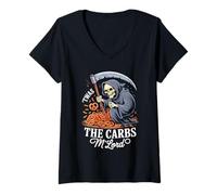 Donna 'TWAS The Carbs M'Lord Funny Reaper Pretzel Maglietta con Collo a V