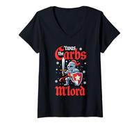 Donna 'TWAS The Carbs M'Lord Funny Thanksgiving Knight Cockies Maglietta con Collo a V
