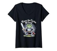 Donna TWAS The Carbs M'lord Medieval Knight Frog Maglietta con Collo a V