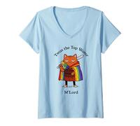 Donna TWAS The Tap Water M'Lord Funny Cat Warrior Maglietta con Collo a V