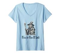 Donna T'was The 'Tism M'Lord Frog Wizard Tism Funny Autism Maglietta con Collo a V