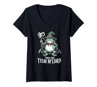 Donna Twas The Tism M'Lord Funny Frog Wizard Medievale Donne Uomini Maglietta con Collo a V