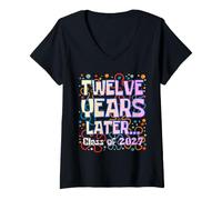 Donna Twelve Years Later Class of 2027 Senior Graduation Funny Maglietta con Collo a V