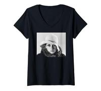 Donna Twiggy Modella Attrice Cantante Oscillante Anni Sessanta Maglietta con Collo a V