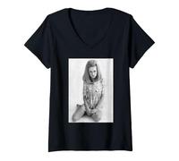 Donna Twiggy Swinging Anni Sessanta Moda Culturale Icona 1967 Maglietta con Collo a V