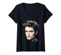 Donna Twilight Edward Oversized Portrait Vampire Movie Maglietta con Collo a V