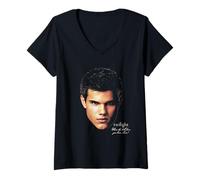 Donna Twilight Jacob Oversized Portrait Werewolf Movie Maglietta con Collo a V
