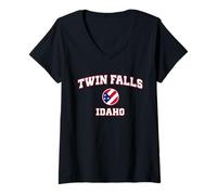 Donna Twin Falls Idaho (Idaho) Maglietta con Collo a V