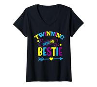 Donna Twins Twin Matching Twins Day Friend Twinning With My Bestie Twin Maglietta con Collo a V