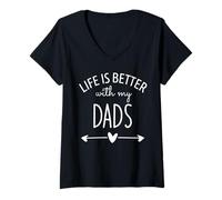 Donna Two Dads Are Better Than One Dad Life is Better with My Dads Maglietta con Collo a V
