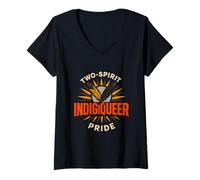 Donna Two-Spirit Pride Indigiqueer - Maglietta vintage indigena Maglietta con Collo a V