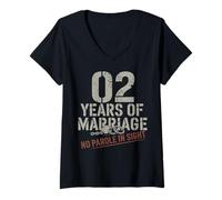 Donna Two Years Of Marriage 2 Year Marriage Anniversary For Him Maglietta con Collo a V
