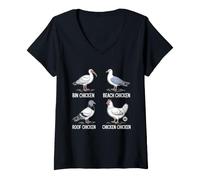 Donna Types of Chickens Maglietta con Collo a V