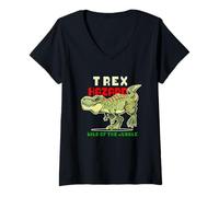 Donna Tyrannosaurus Rex Dinosaurs Cartoon Illustration Graphic Maglietta con Collo a V
