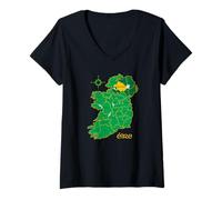 Donna Tyrone Irlanda Northern County Mappa di Viaggio Irlandese Maglietta con Collo a V
