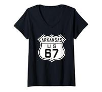 Donna U.S. Route 67 in Arkansas Maglietta con Collo a V