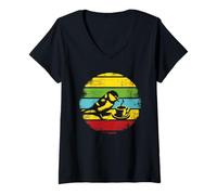 Donna Uccelli e caffè - Vintage Cute Bird Coffee Lover Maglietta con Collo a V