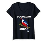 Donna Uccello Nazionale Tocororo Cuba Maglietta con Collo a V