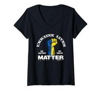 Donna Ucraina Lives Matter Giustizia Pace Amore Sostieni Ucraino Maglietta con Collo a V