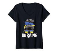 Donna Ucraina Ragazza Disordinato Capelli Chignon Donna Ucraina Orgoglio Maglietta con Collo a V