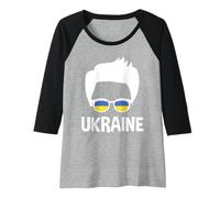 Donna Ucraina, Ragazzo, Silhouette, Patriottico, ucraino, Orgoglio Maglia con Maniche Raglan