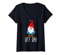 Donna Uff da Natale Svedese Tomte Giardino GNOME Natale Dio Luglio Maglietta con Collo a V