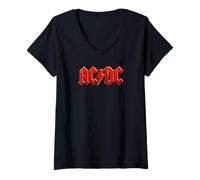 Donna Ufficiale AC/DC Logo Rock Music Band Dark Red Maglietta con Collo a V
